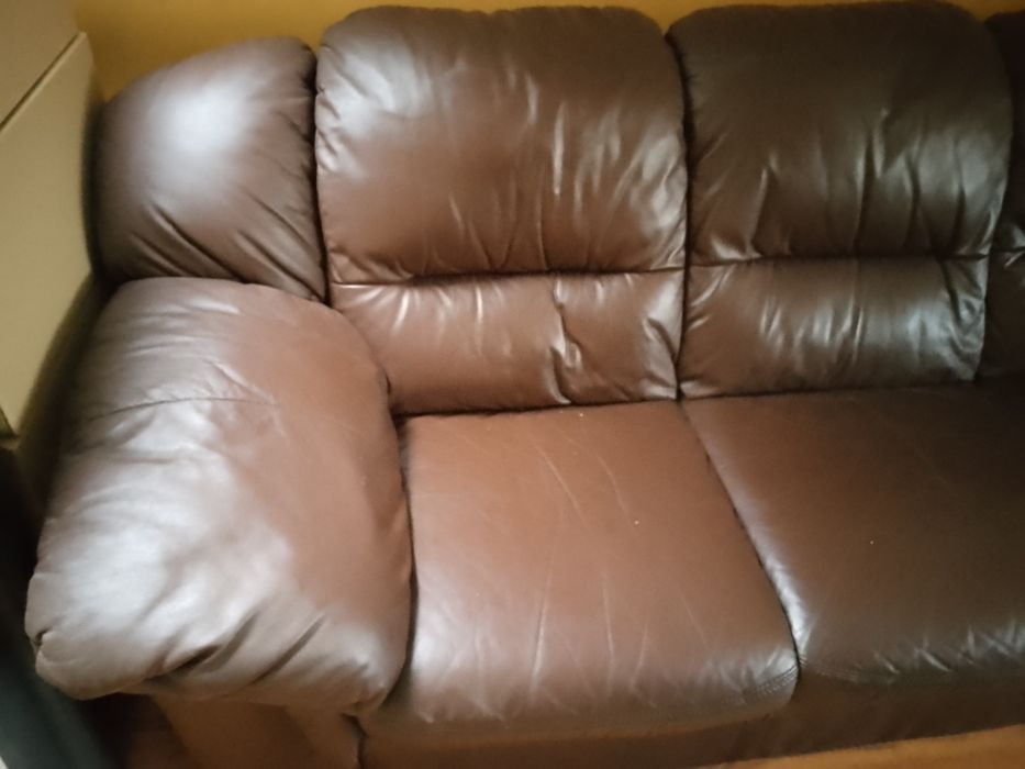 Kanapa SKÓRA NATURALNA Brąz, stan bardzo dobry