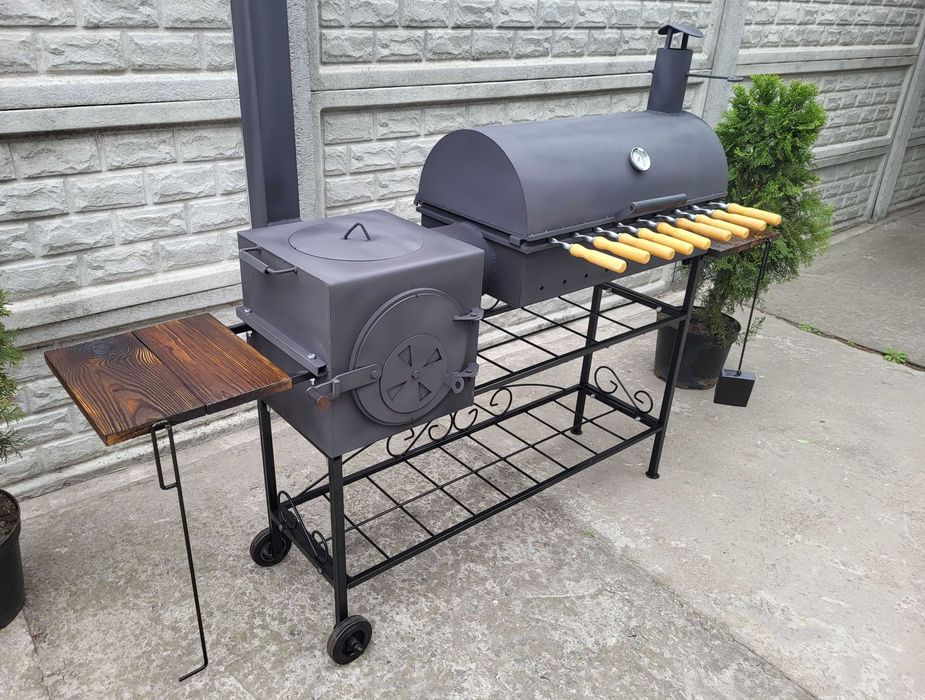 ОТ ЗАВОДА! УСИЛЕНЫЙ! -17%! 3/5 мм! Мангал барбекю коптильня 3в1