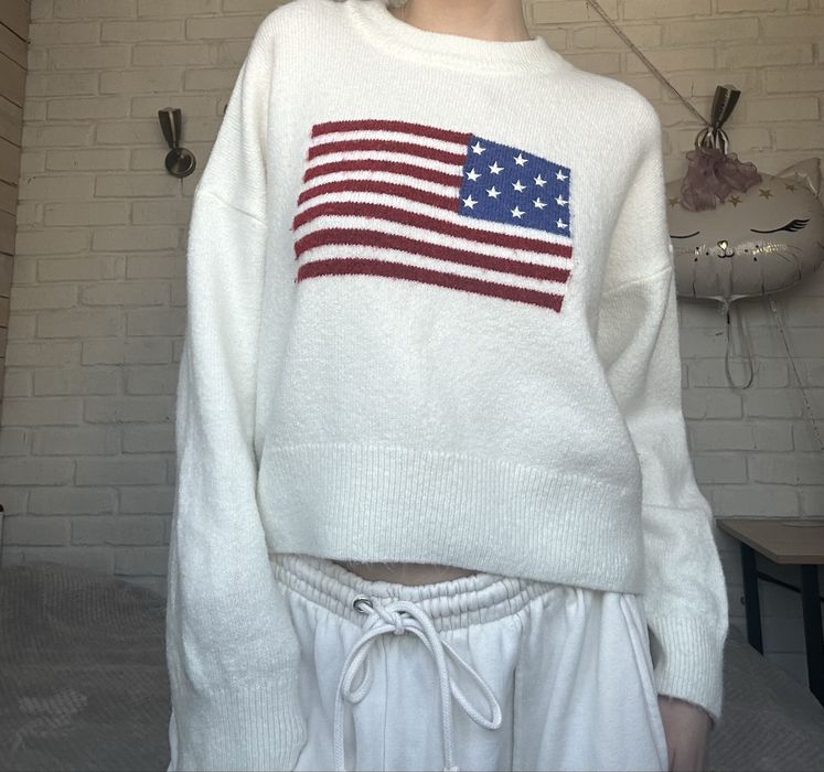 Білий светр Primark з прапором США