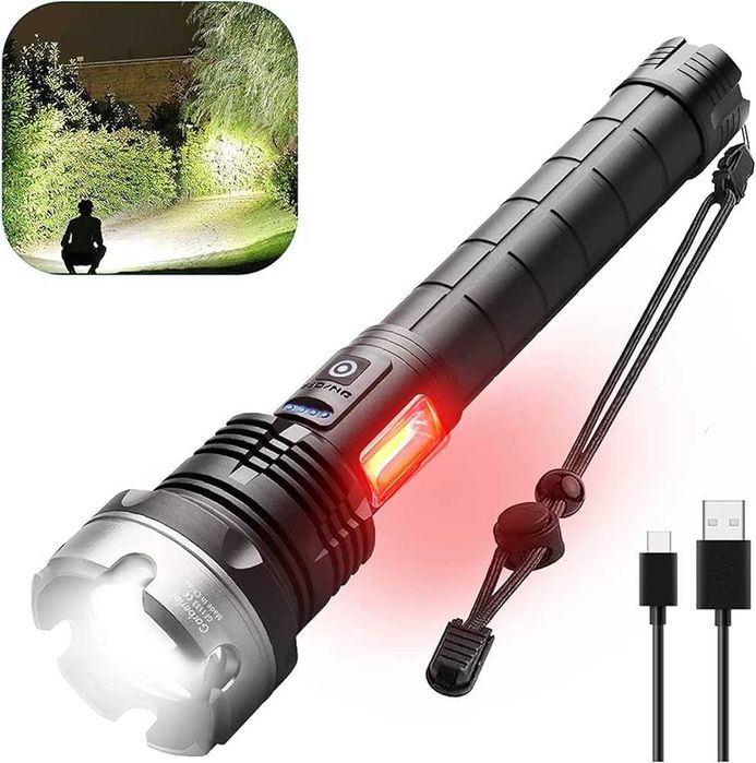 LATARKA Akumulatorowa Mocna Jasna LED COB USB MEGA ZOOM XH P 160