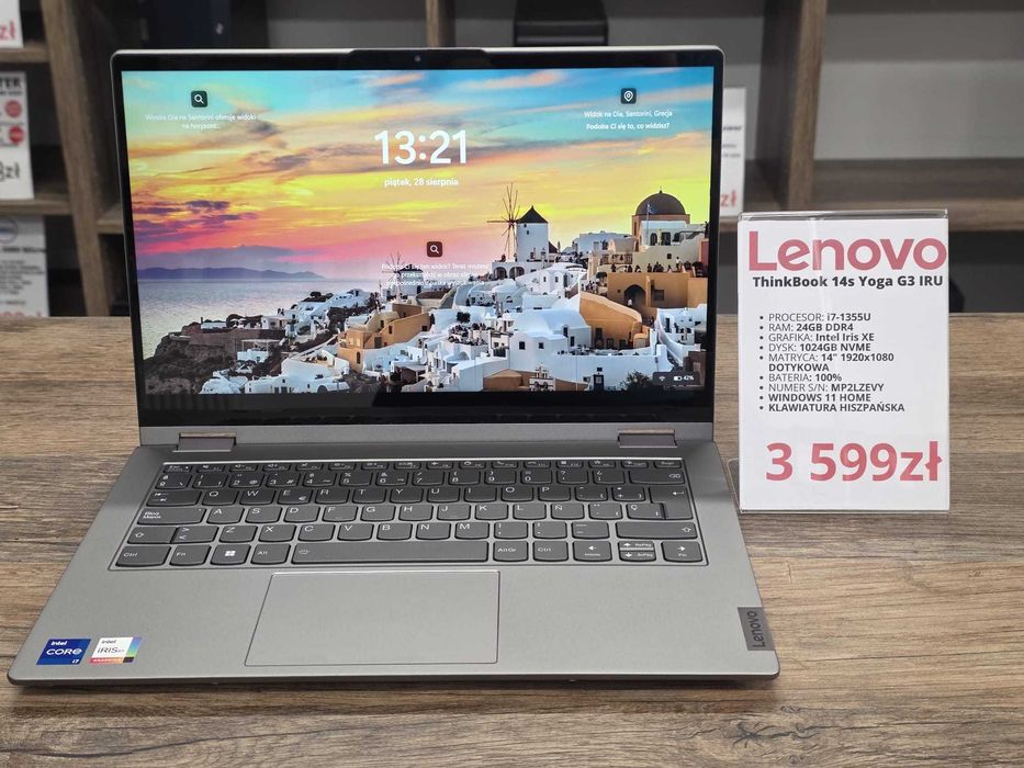 Laptop Lenovo ThinkBook 14s Yoga G3 IRU i7-1355U/24GB/1024GB/WIN11 stan bdb gwarancja