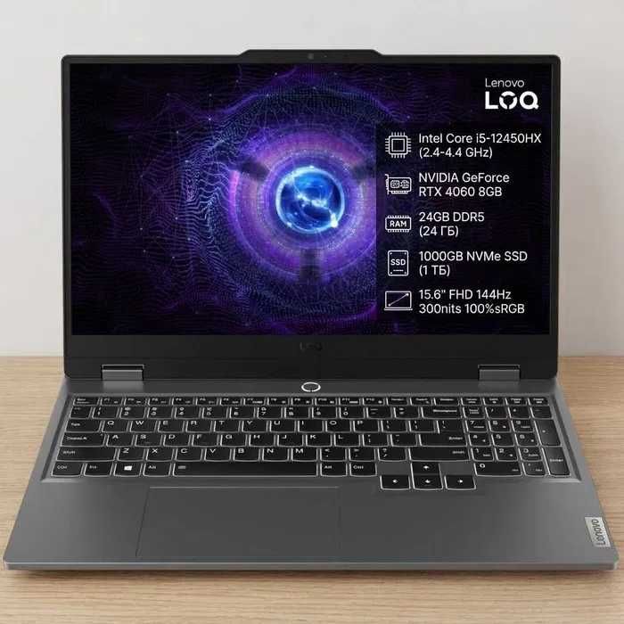 150+Ноутбуків в Профіліℹ️Lenovo LOQ 15IAX9 15.6" 144 Hz‼️Intel Core i5-12450HX 8ядер‼️RTX4060 8Gb/SSD 1000Gb/RAM 24Gb ℹ️Traid-in/Розтрочка МОНОБАНК
