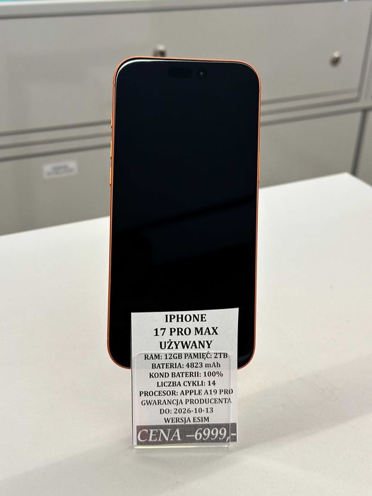 Iphone 17 Pro Max 2TB Bat 100% Topcase Vivo *Raty 0%