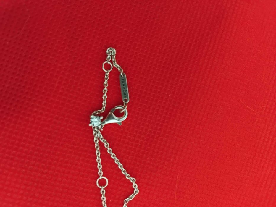 Colar coração de prata com brilhantes Pandora