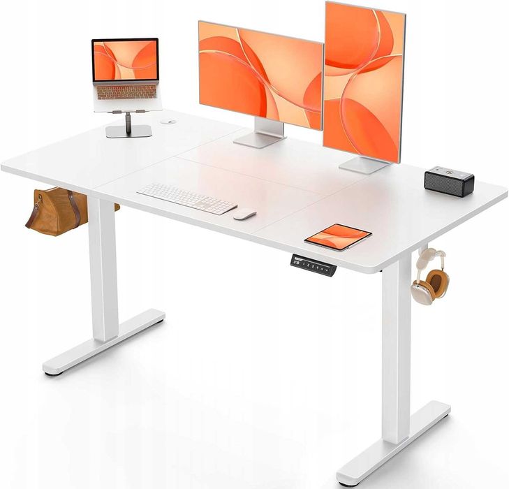 Biurko z elektryczną regulacją wysokości pamięć ErGear 140x70 cm BIAŁE
