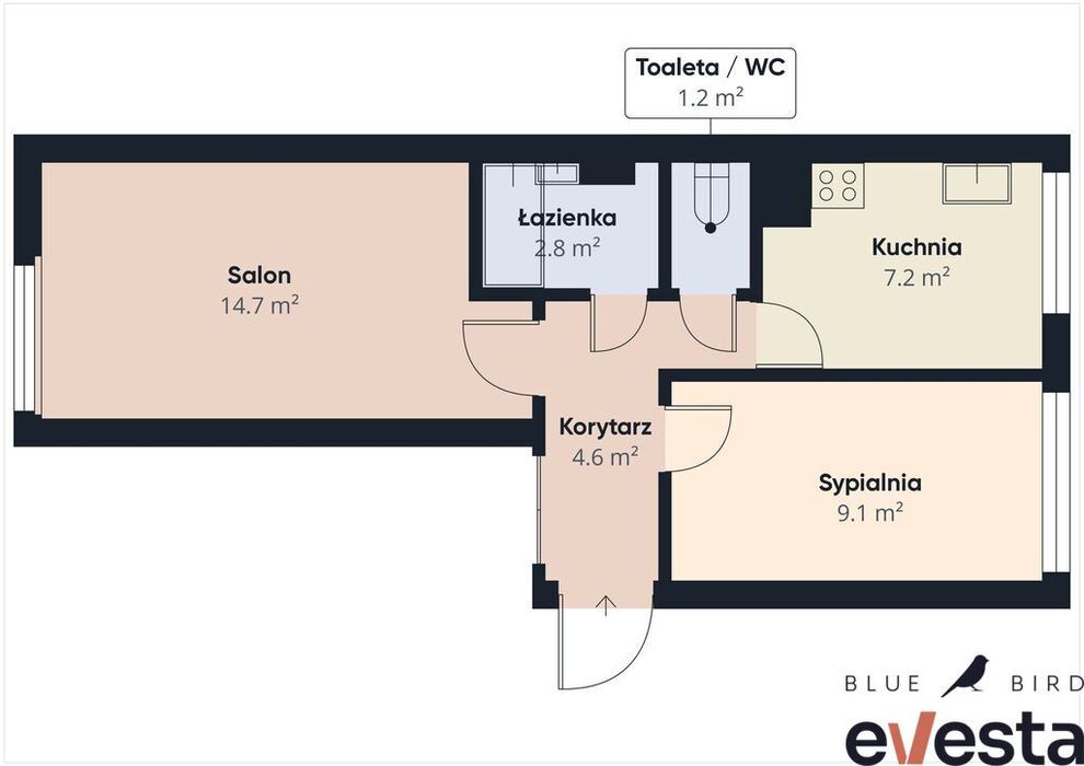 39,6 m² | 2 pokoje | Gajowice | ROI 6%