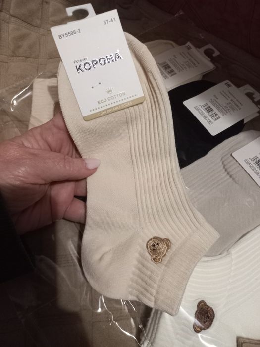Трендові  шкарпетки/носки еко котон з вишитим ведмедиком Корона  36-41