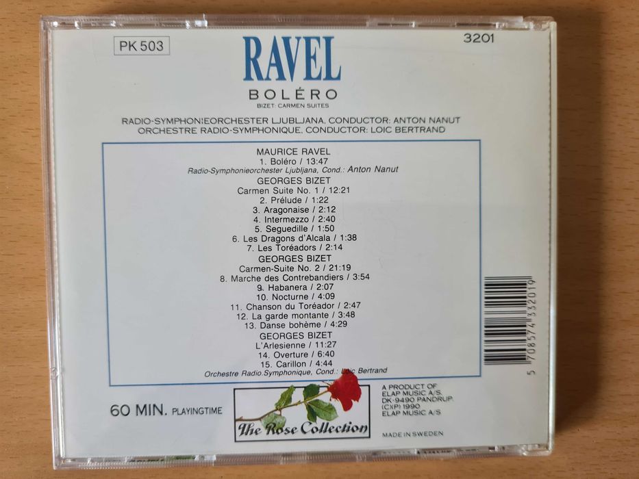 CD audio com o "Boléro" de Ravel e "Carmen Suites" de Bizet