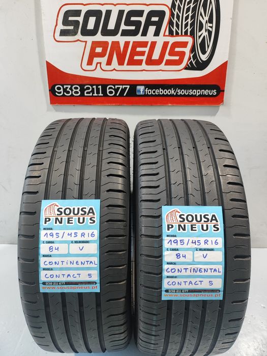 2 pneus semi novos 195-45R16 Continental - Oferta dos Portes