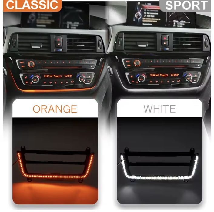 Kit Ambilight BMW F30 F31 F34 F32 F36 (Moldura AC LCI + Luzes dos pés)
