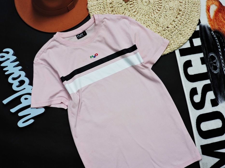 H2O Męski t shirt pudrowy róż logo XS