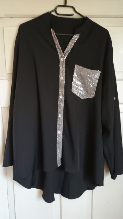 Czarna koszula z cekinami XXL