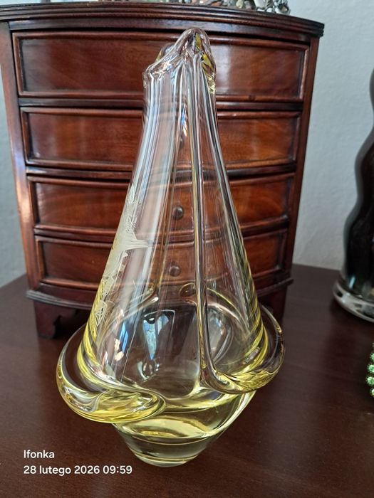 Wazon szklany Miroslav Klinger  Żelezny Brod sygnowany la