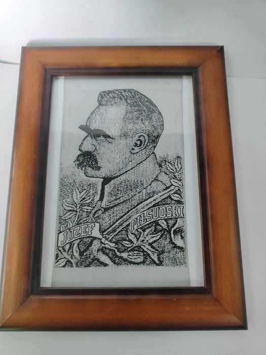 Żakard patriotyczny Marszałek Piłsudski II RP w ramce - Rzadkość