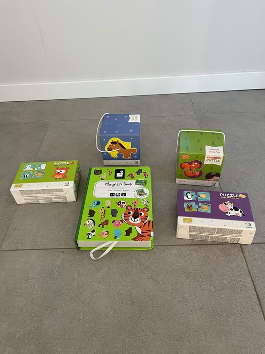 Пазлы, магнитная книга, игрушки
