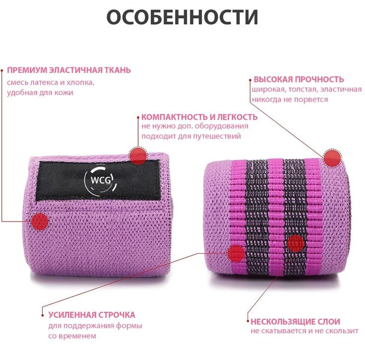 Фитнес резинки тканевые WCG Набор из 3х шт