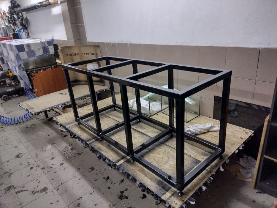 Akwarium proste 200 x 50 x 50 500 l z pokrywą i stelażem