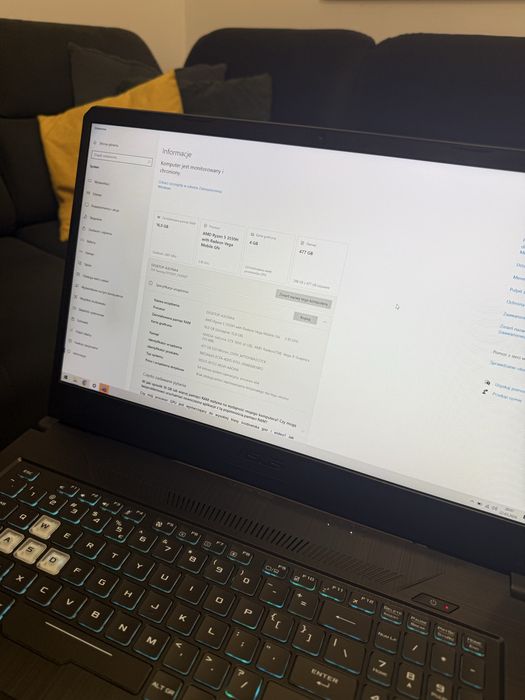 Asus TUF GAMING 17.3 cali 16Gb Ram 512Gb SSD
