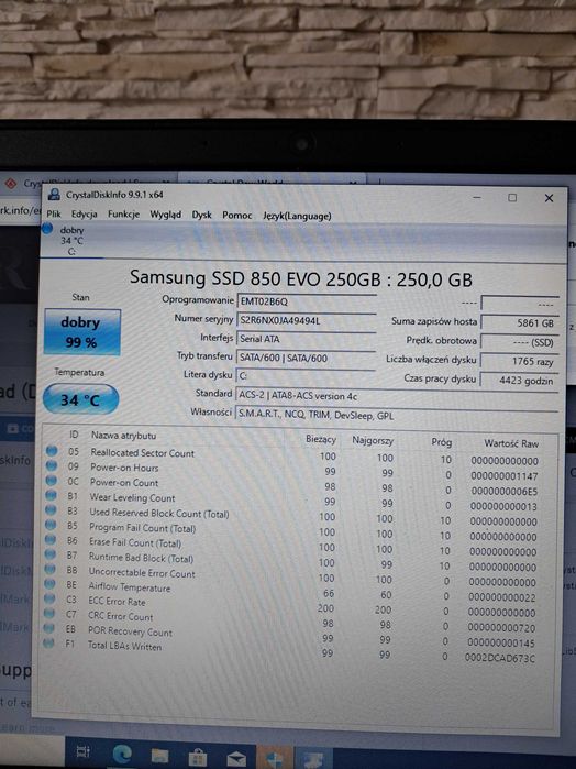 Dysk SSD Samsung Evo850 250gb