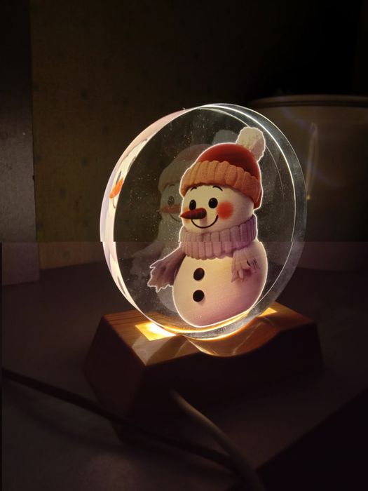 Нічник- куля зі сніговиком на підставці з LED-підсвіткою
