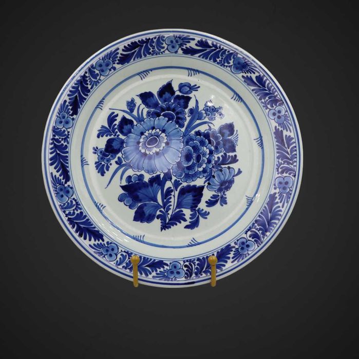 Talerz Delft Kobaltowe kwiaty sygnowany  B5/022294