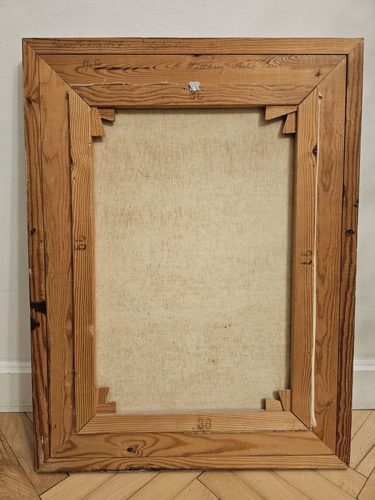 Stary obraz olejny targ kwiatowy Paryż