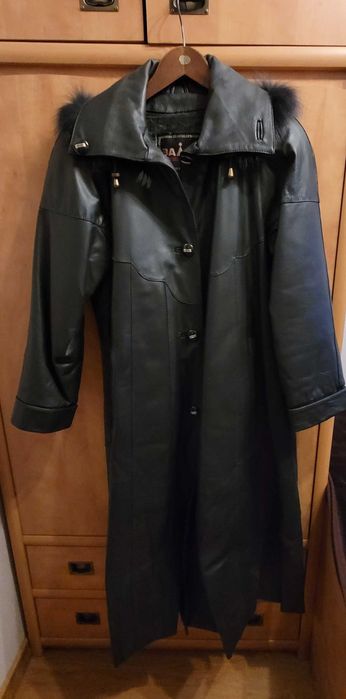 Płaszcz skórzany długi damski
