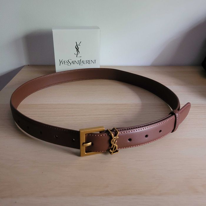 Brązowy damski skórzany pasek 105 cm