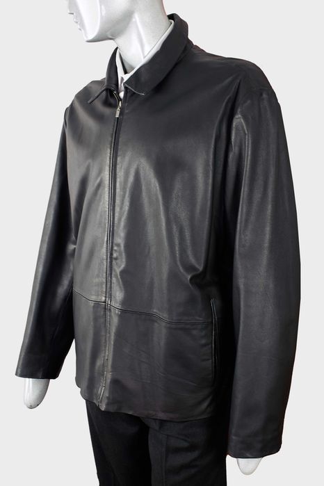 Шкіряна чорна класична чоловіча куртка, кожаная мужская куртка XL