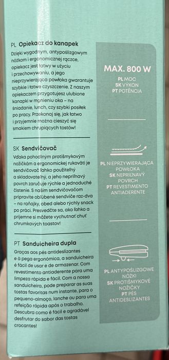Opiekacz dla kanapek 800 watt Hoffen  (3 lata gwarancji)