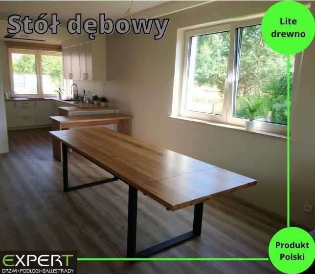 Stół dębowy rozkładany LOFT Skandynawski lite drewno