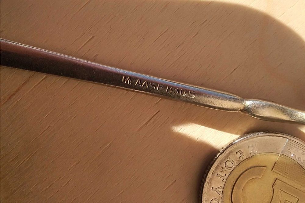 Srebrna łyżeczka srebro 830s M.Aase 9,4g 9,7cm złocona