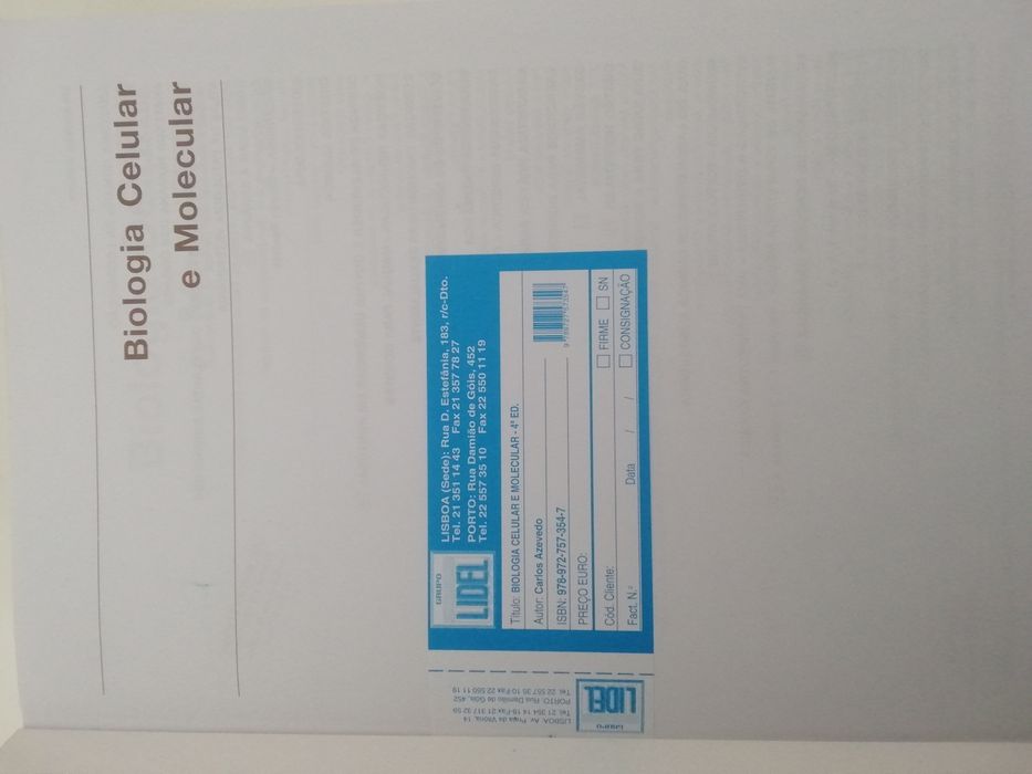 Livro Biologia Celular e Molecular de Carlos Azevedo.