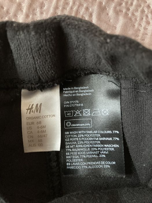 H&M welurowe spodnie niemowlęce 68 czarne