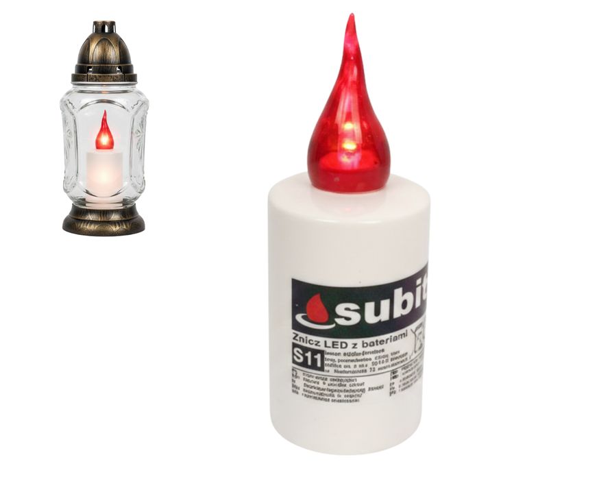 wkład elektryczny do znicza świetlik migający czerwony płomień 1200h