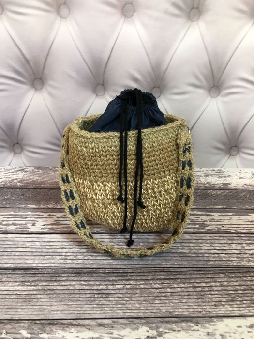 Koszyk torebka ręcznie robiony hand made o bag jeans lato pleciony