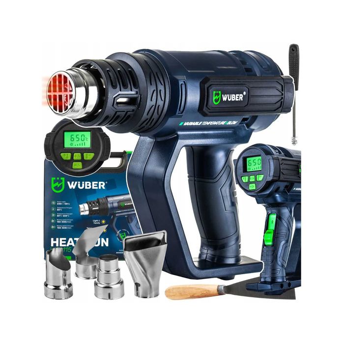 Opalarka Elektryczna 2 Biegi Regulacja Mocna 2200w + 5 Dysz + Szpachla