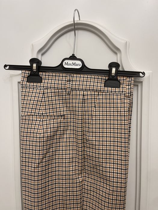 MAX MARA piękne spodnie w kratkę na kant z paskiem w talii