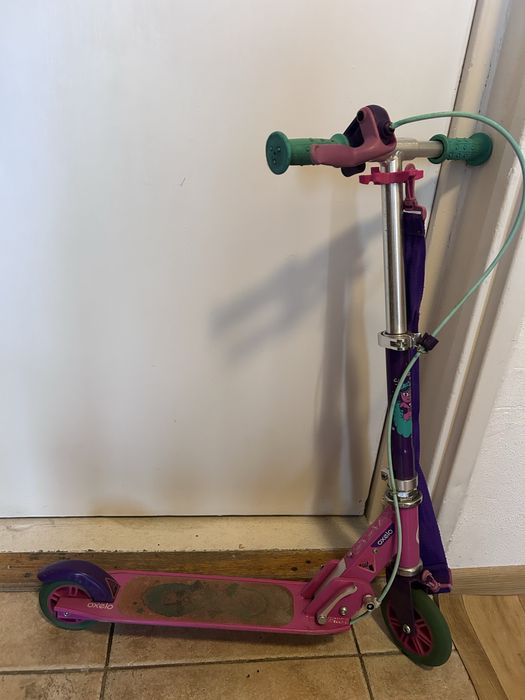 Hulajnoga OXELO Składana Różowa Fioletowa Hamulec Ręczny Dziewczęca