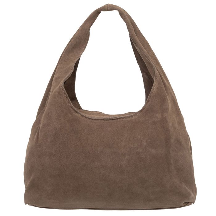 VERA PELLE torebka damska zamszowa worek na ramię V715 taupe