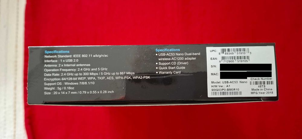 Asus USB-AC53 Nano Wi-Fi Adaptor