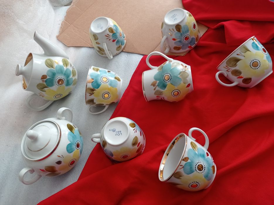 Фарфор Баранівка сервіз чайний: квіти жовто-блакитні, Маки