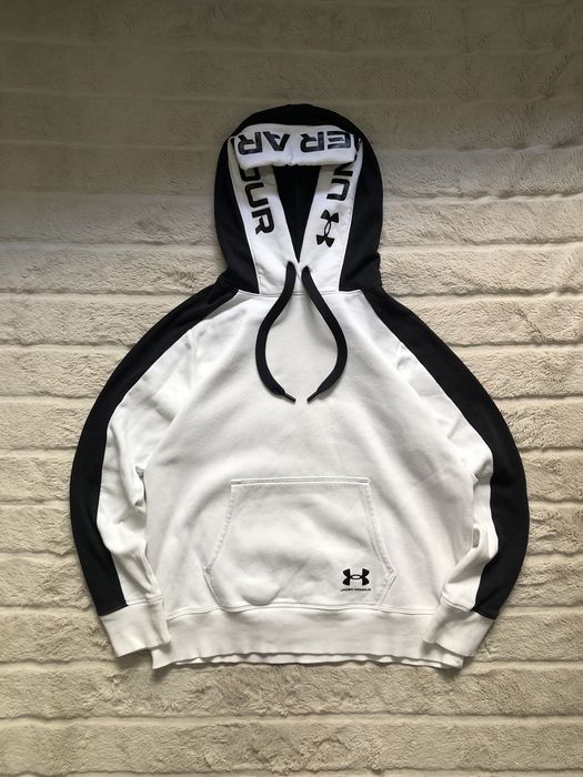 UNDER ARMOUR (M) Graphic Rival Hoodie жеское худи черно-белое на флисе