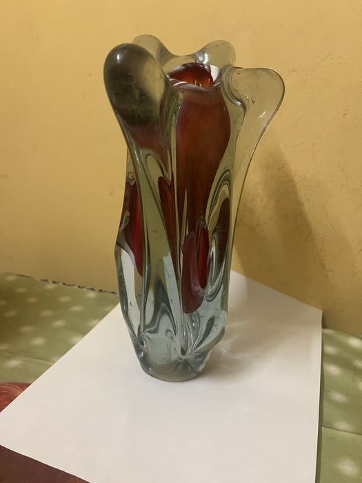 Ваза из цветного стекла Чехословакия