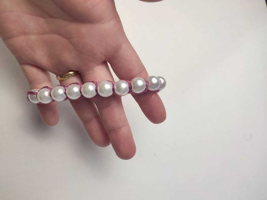 Pulseira com Pérola em Macramê