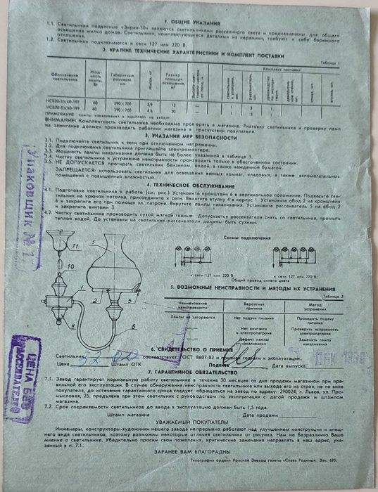 Вітажна люстра «Зірка-30», м. Львів, з-д "Сяйво", 1990 р.
