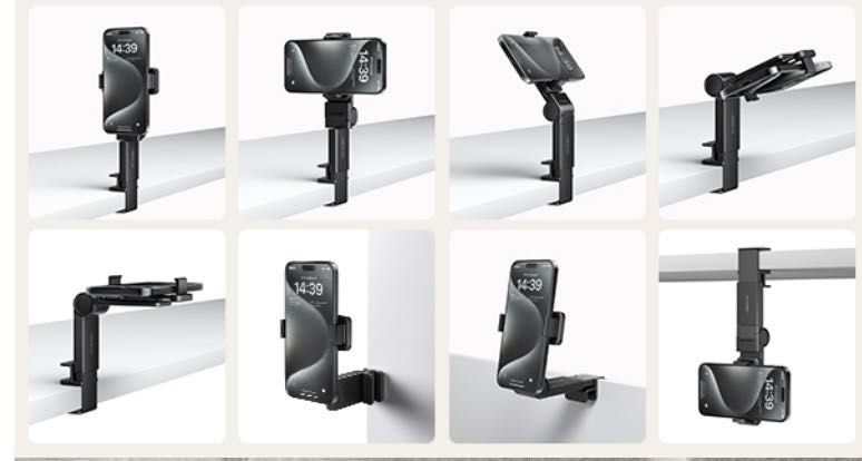 Suporte para Telemóvel – Rotação 360°, Compacto e Ajustável