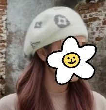 Sliczny beret z angory + wełna U