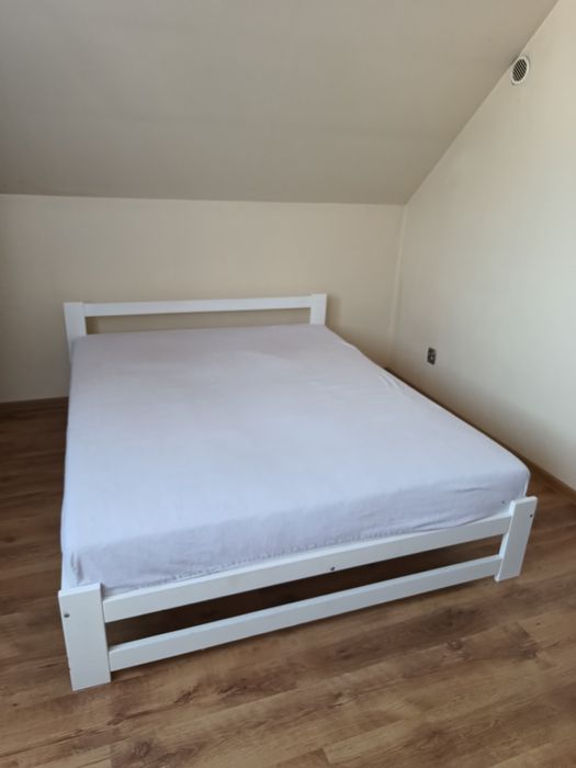 Rama łóżka ze stelażem 160x200, drewniana, biała