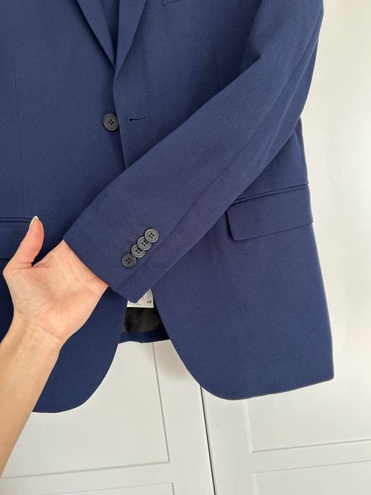 Garnitur męski granatowy niebieski H&M slim fit 54 komplet